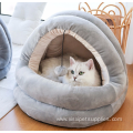 plush cat bed grey pet bed plush ball